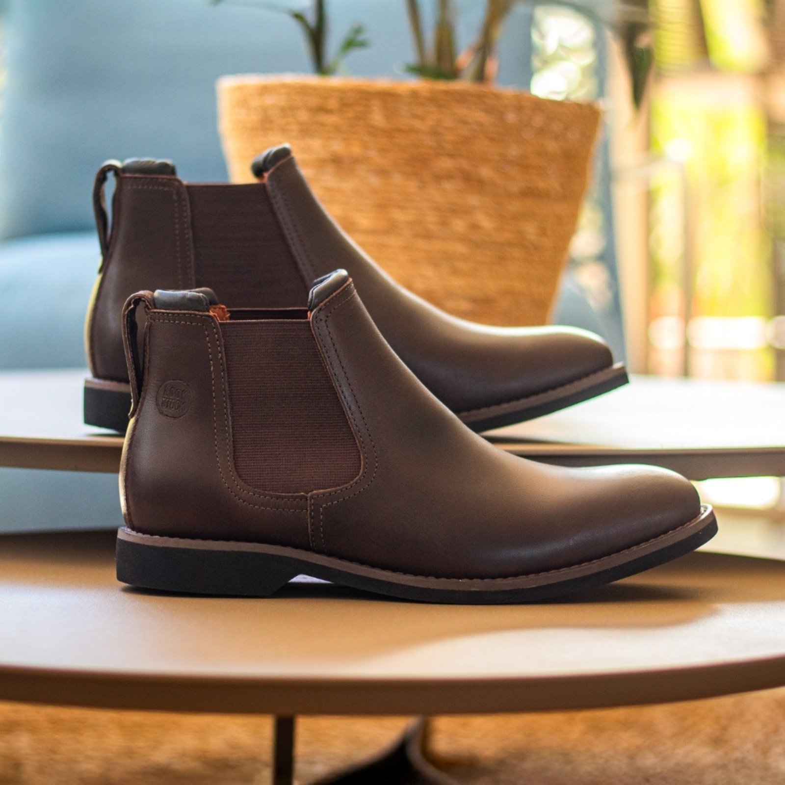 Bota Botina Coturno Masculina Chelsea Look Stock Conforto Café