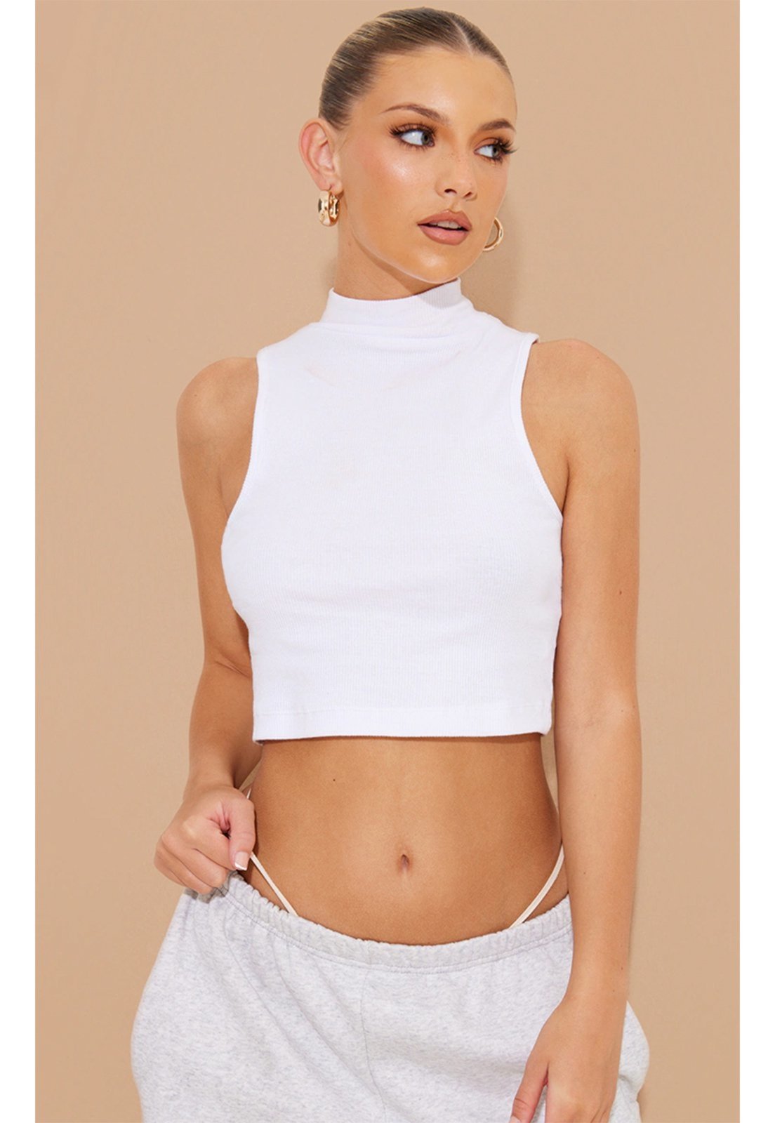 Cropped Rioutlet Regata Gola Alta Ribana Branco