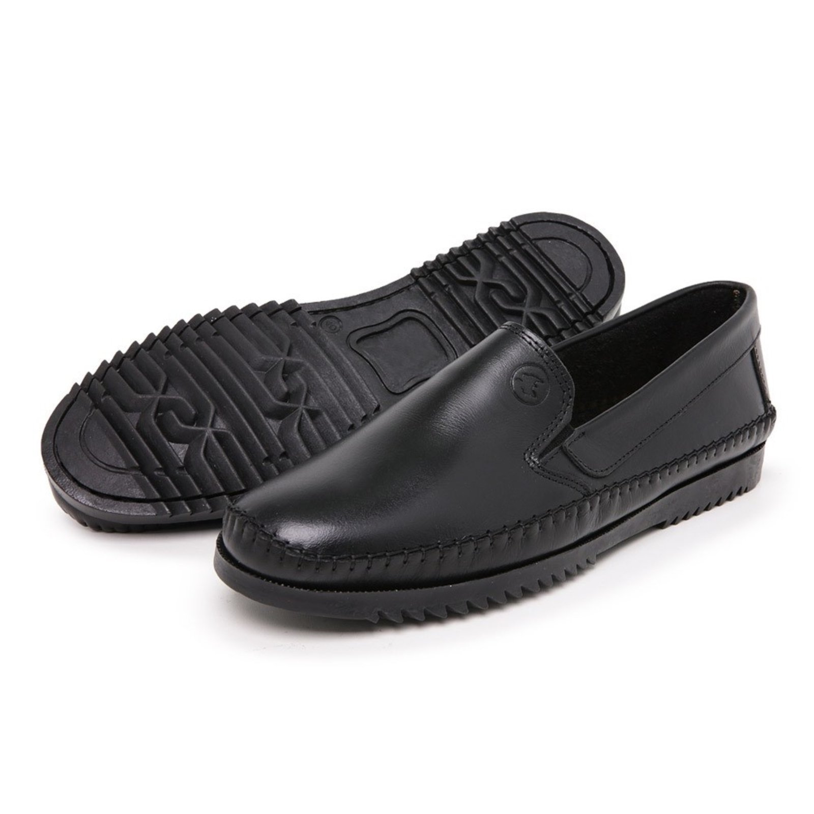 Sapatilha Masculina Mocassim Couro Legitimo Estilo Conforto Preto