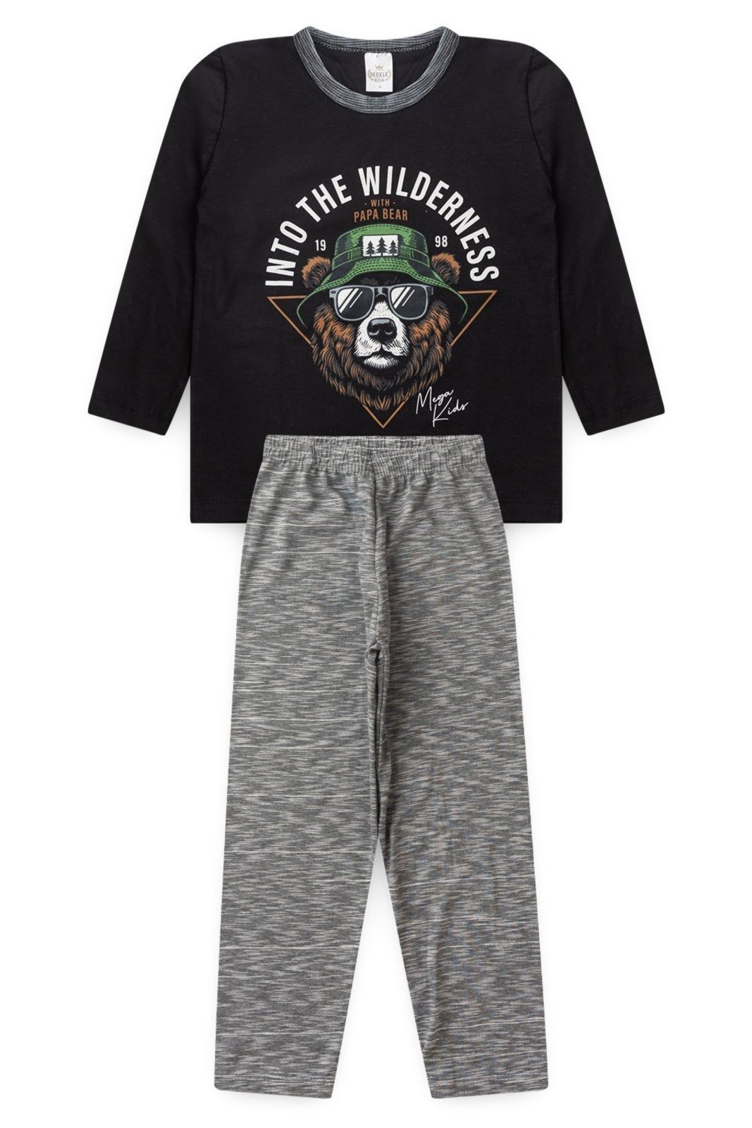 Vista 3 Pijama Manga Longa Masculino Into the wilderness - Preto Mega Kids unico Mega Kids unico