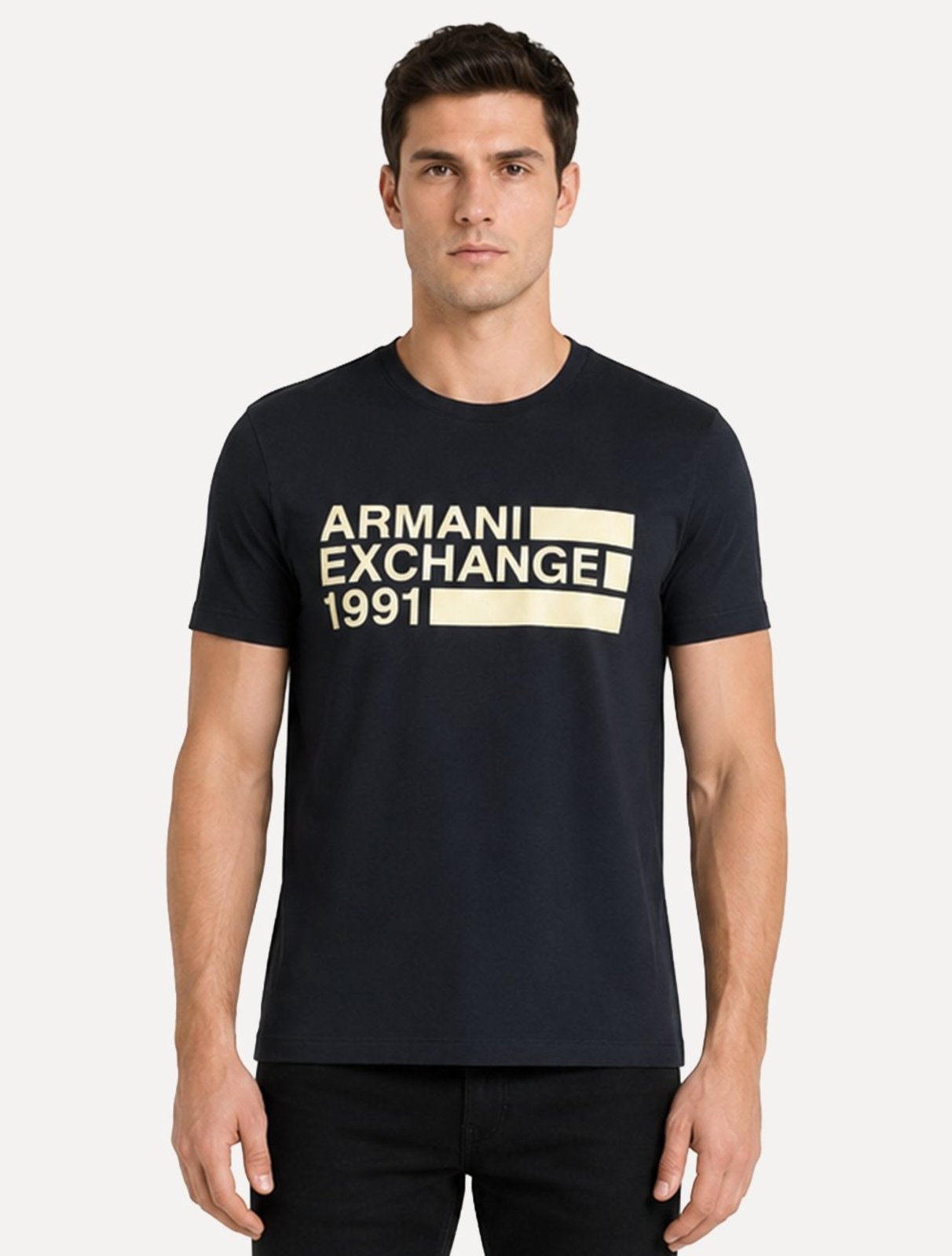 Camiseta Armani Exchange Masculina Slim Fit 1991 Chest Logo Azul Marinho