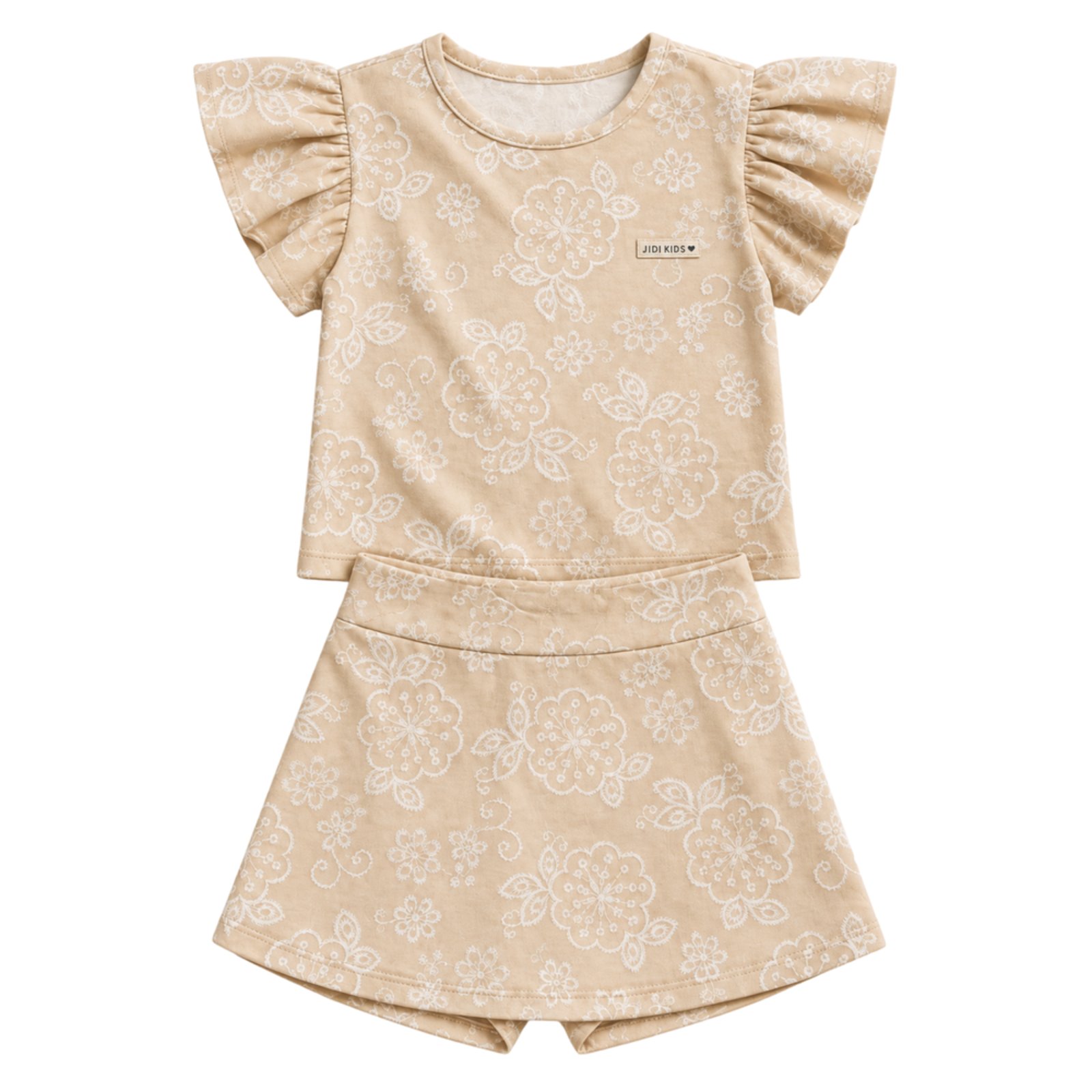 Infantil - Conjunto Menina Cropped e Shorts Saia Cotton Rotativo