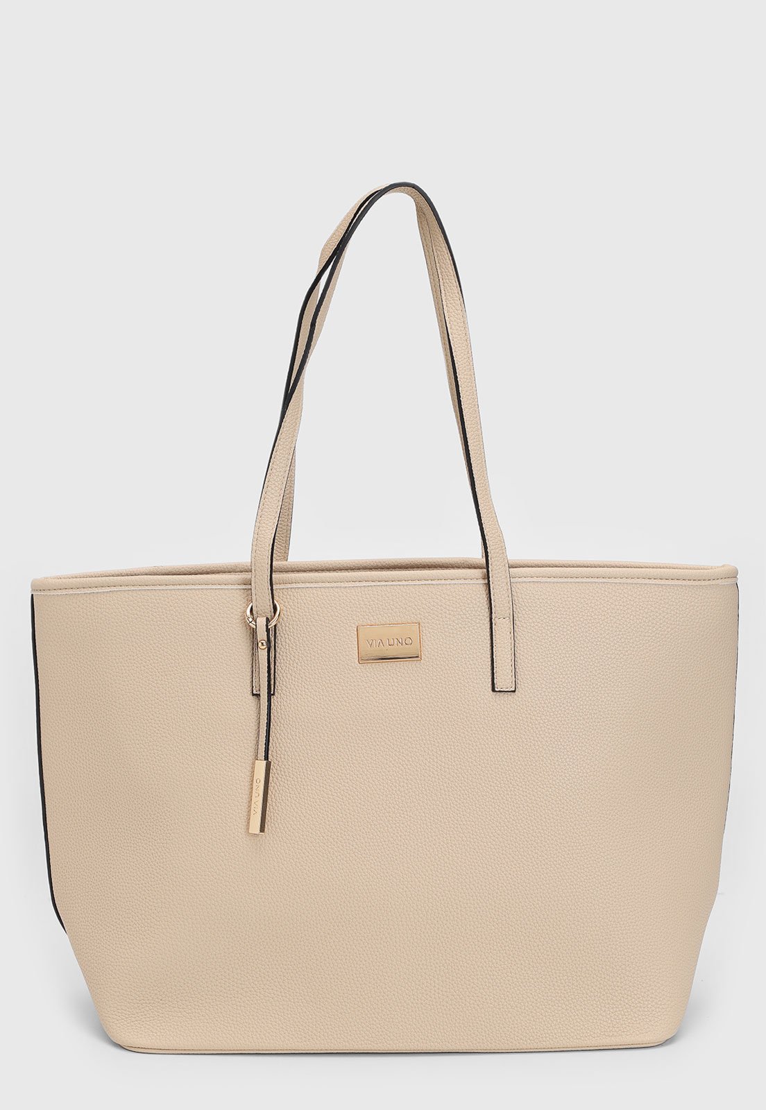 Bolsa Grande Feminina Via Uno Chino Bege