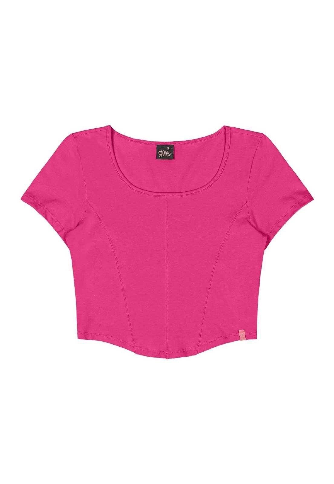 Infantil – Blusa Juvenil em Cotton Gloss Rosa