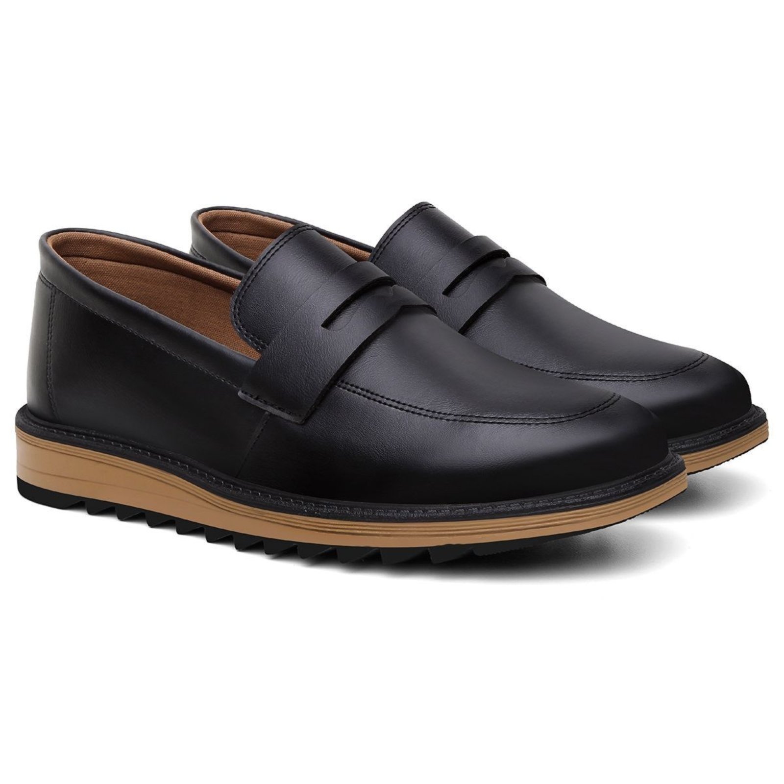 Sapato Mocassim Masculino Anna Andrade Derby Casual Oxford Social Conforto Dia a Dia Preto