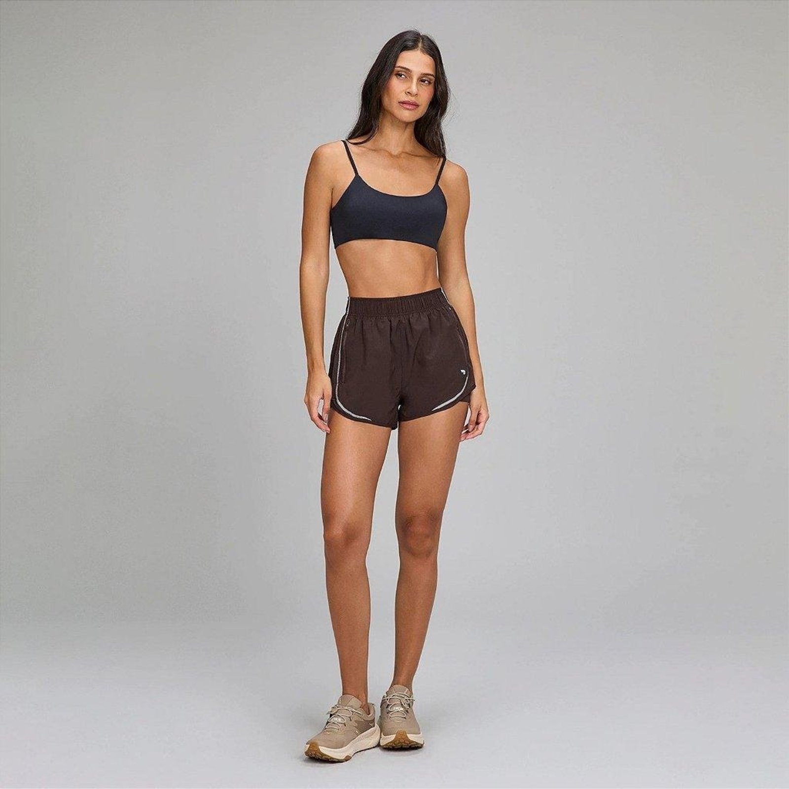 Shorts Alto Giro Sobreposto Refletivo OU26 Vermelho Marsala Vinho