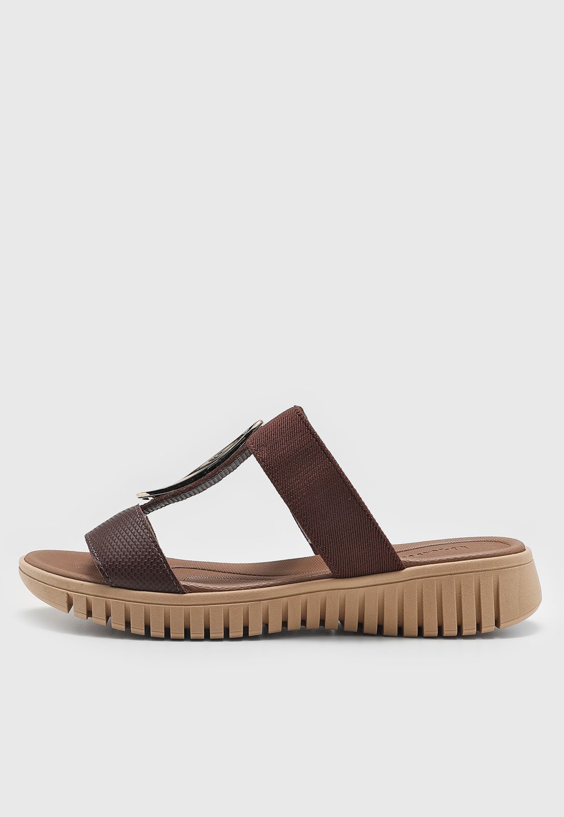 Rasteira Feminina Usaflex Detalhe Metálico Marrom