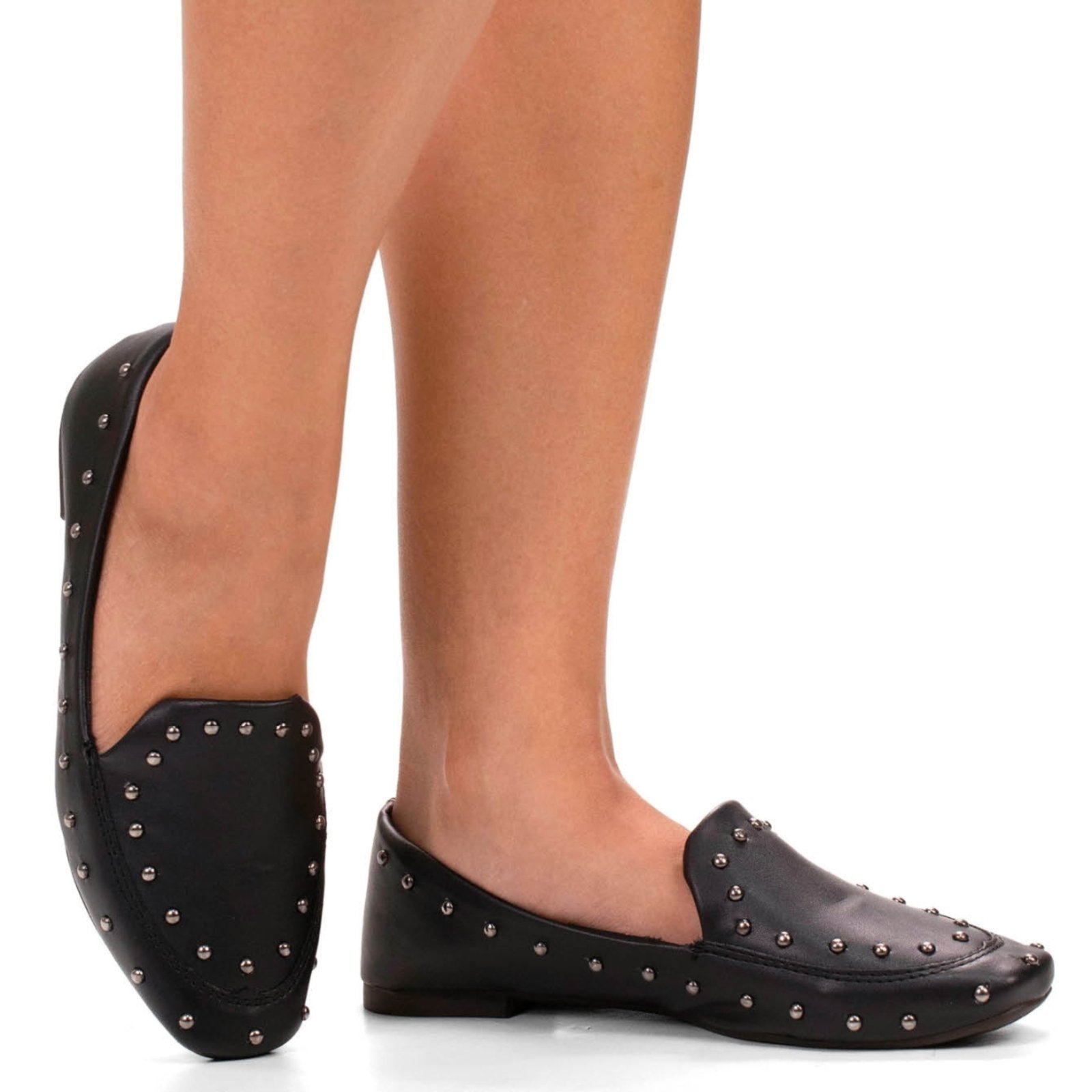 Sapato Feminino Sapatilha Bico redondo confortável macio Napa Preto