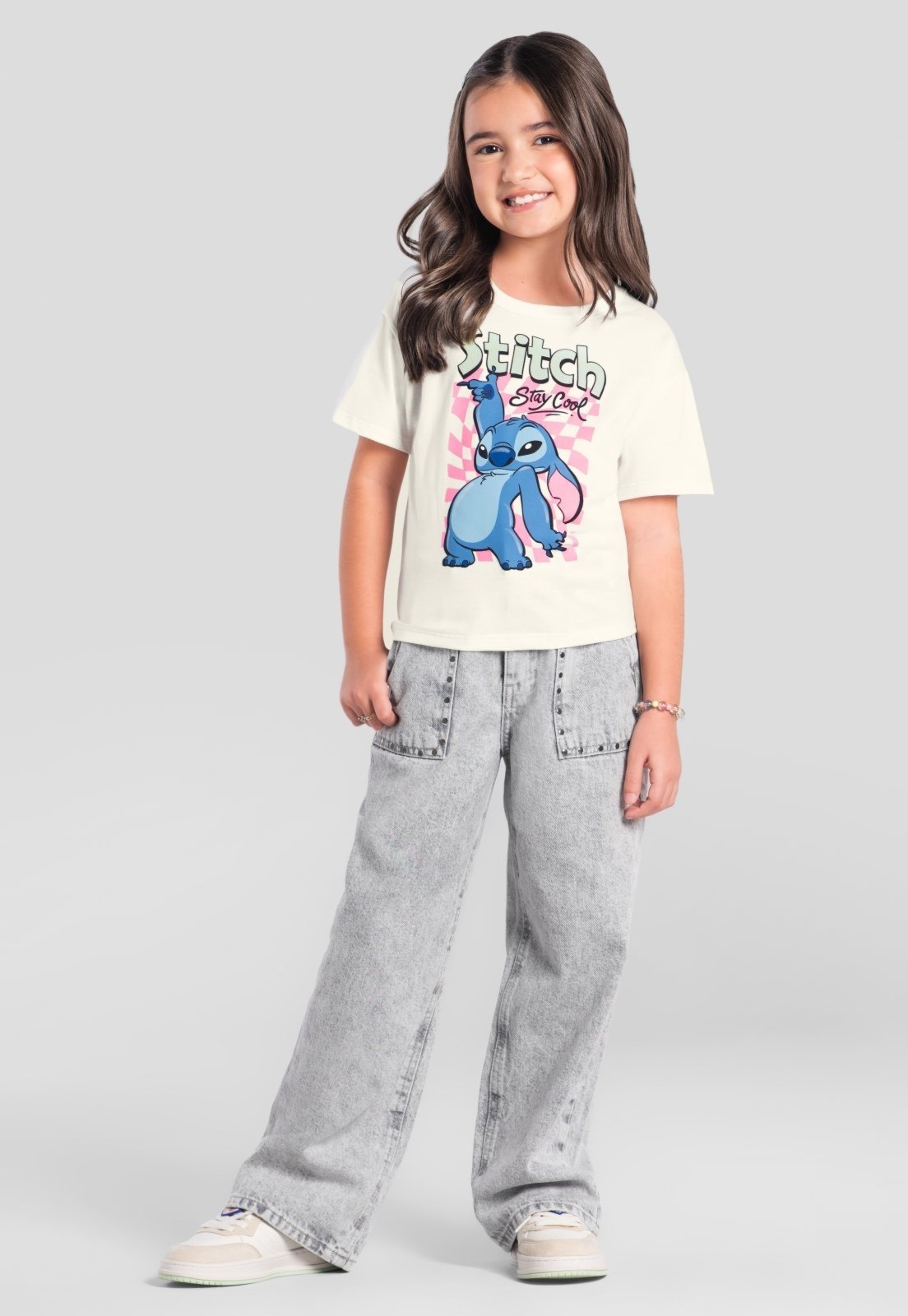 Infantil - Blusa menina em malha do Stitch Brandili