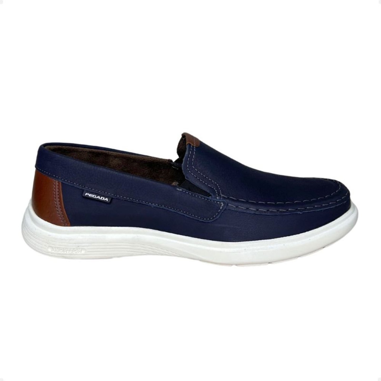 Mocassim Masculino Em Couro Pegada Azul