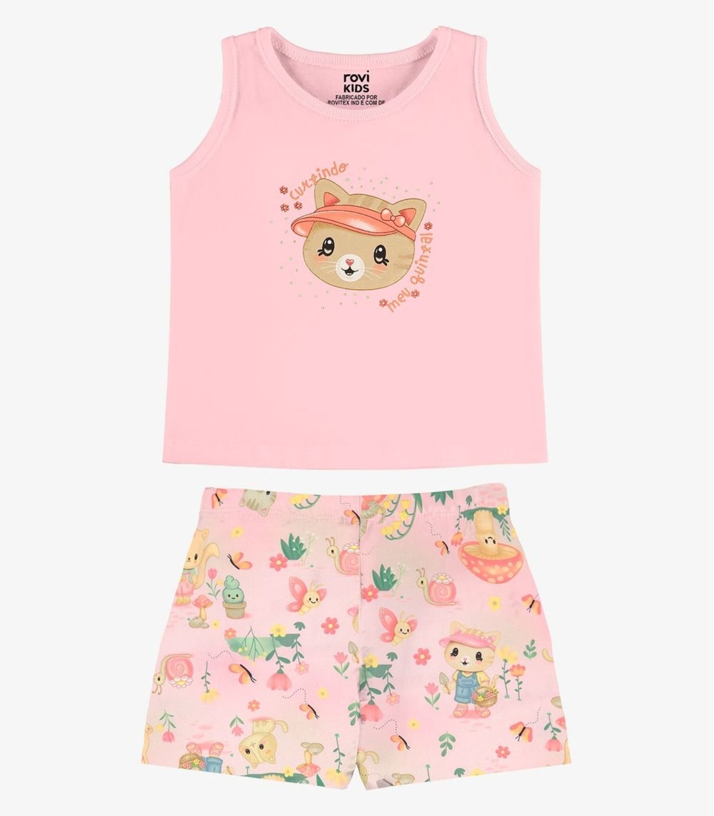 Infantil - Conjunto Feminino Regata Com Shorts Rovi Rosa
