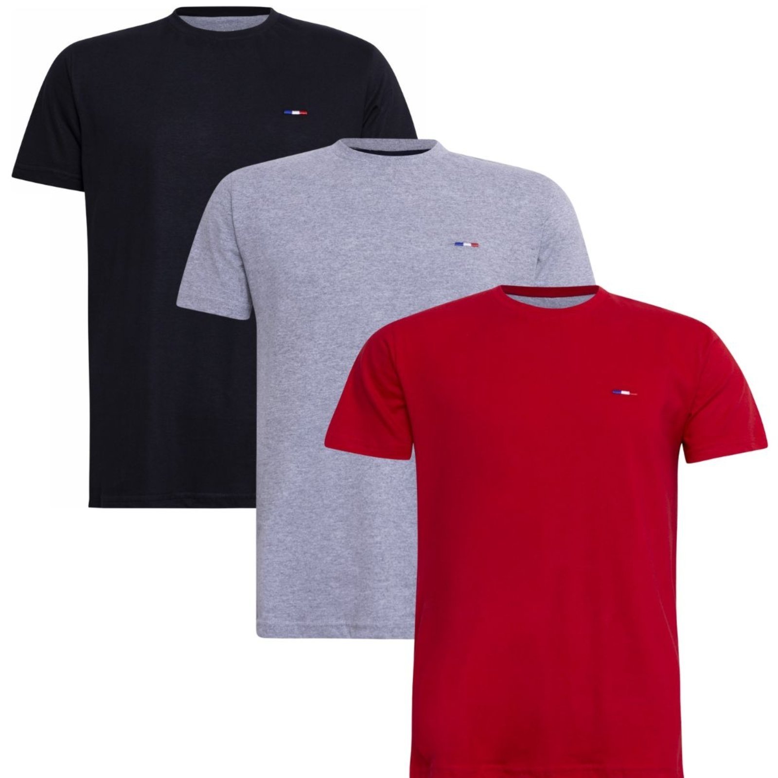 Kit 3 Peças Camisetas Vih Triny Básicas Masculina em Algodão Premium no Estilo Tommy Bordado França