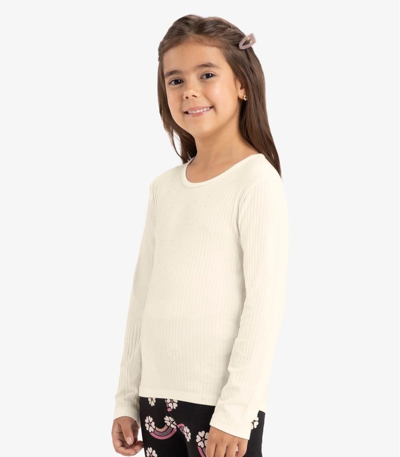 Vista 3 Infantil - Blusa Manga Longa Com Aplicação Strass Rovi Rovitex Kids bege Rovitex Kids bege
