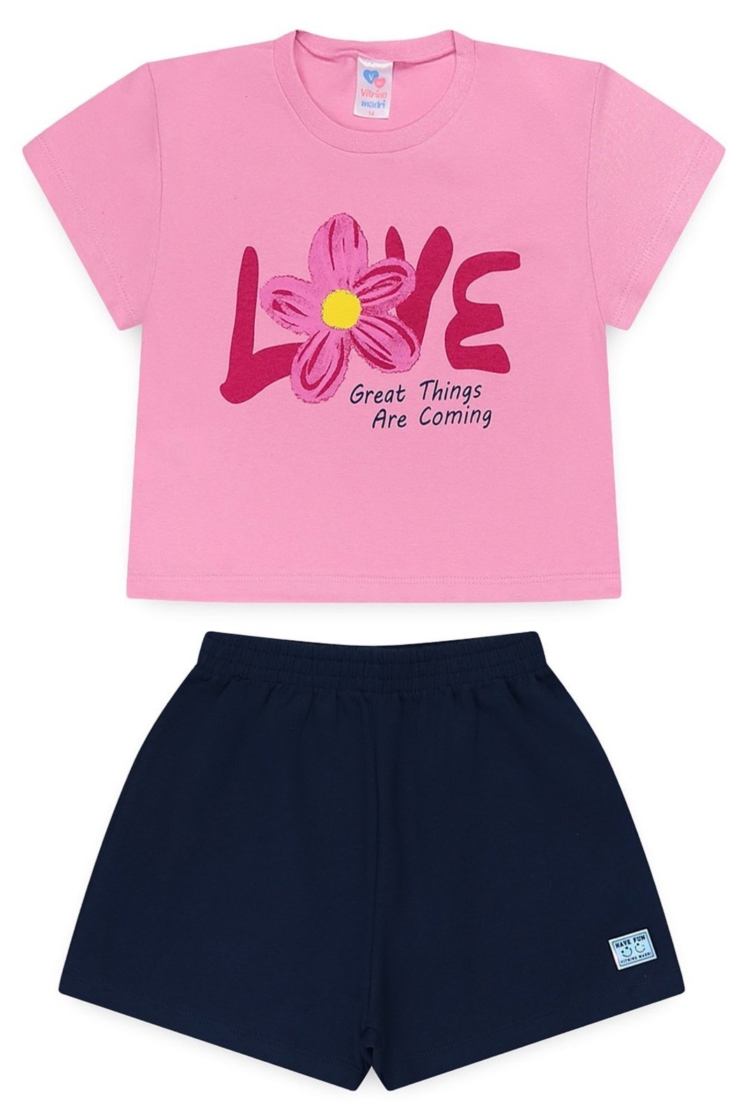 Infantil - Conjunto Juvenil Verão Feminino Love Flower