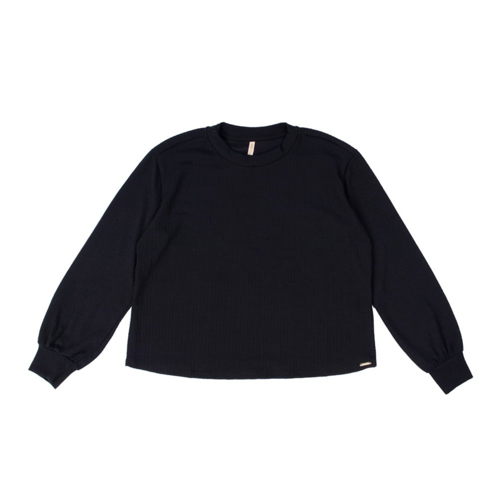 Blusão Feminino Cativa Plus Size Textura de Tricô Preto