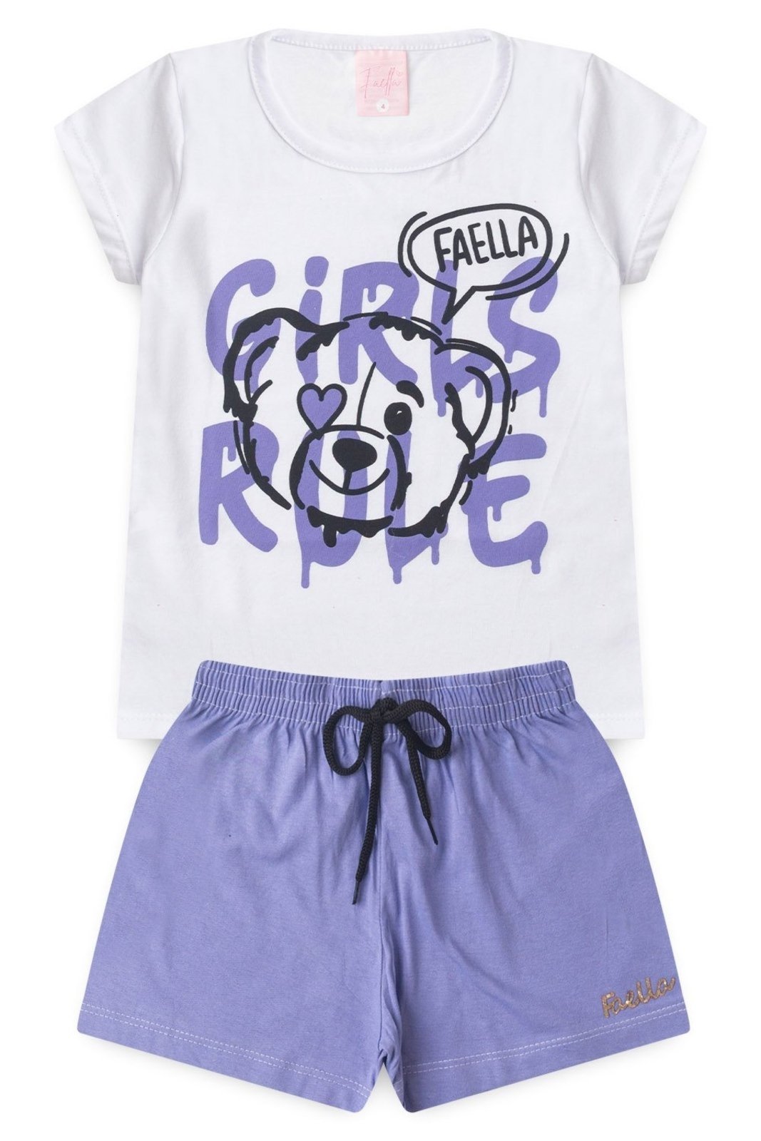 Vista 2 Infantil - Conjunto Verão Feminino Girls Rule Branco - Mega Mega Kids unico Mega Kids unico