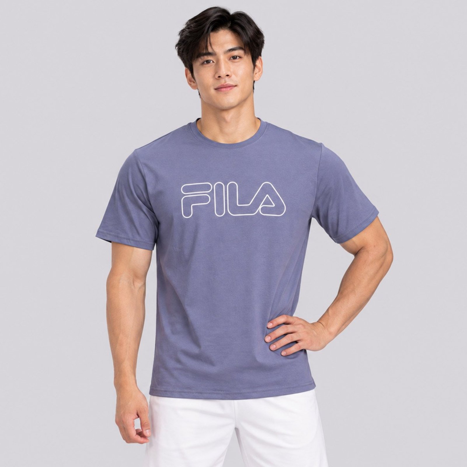 Camiseta Fila Regular Letter Outline Basic Azul