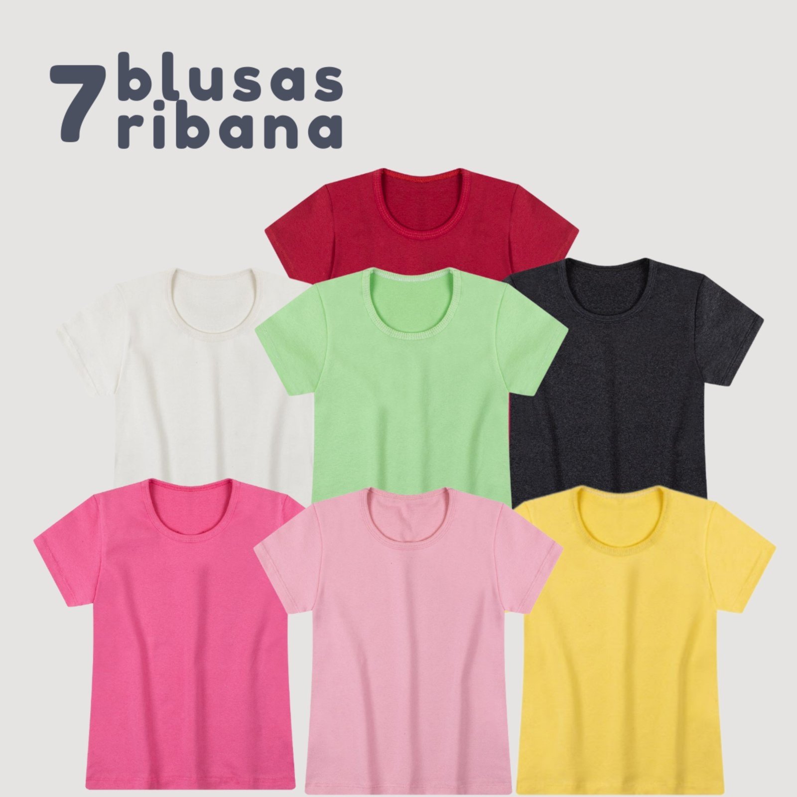 Vista 2 Infantil - Kit 7 Blusas Menina Ribana - 4 ao 10 Alemara multicolorido Alemara multicolorido