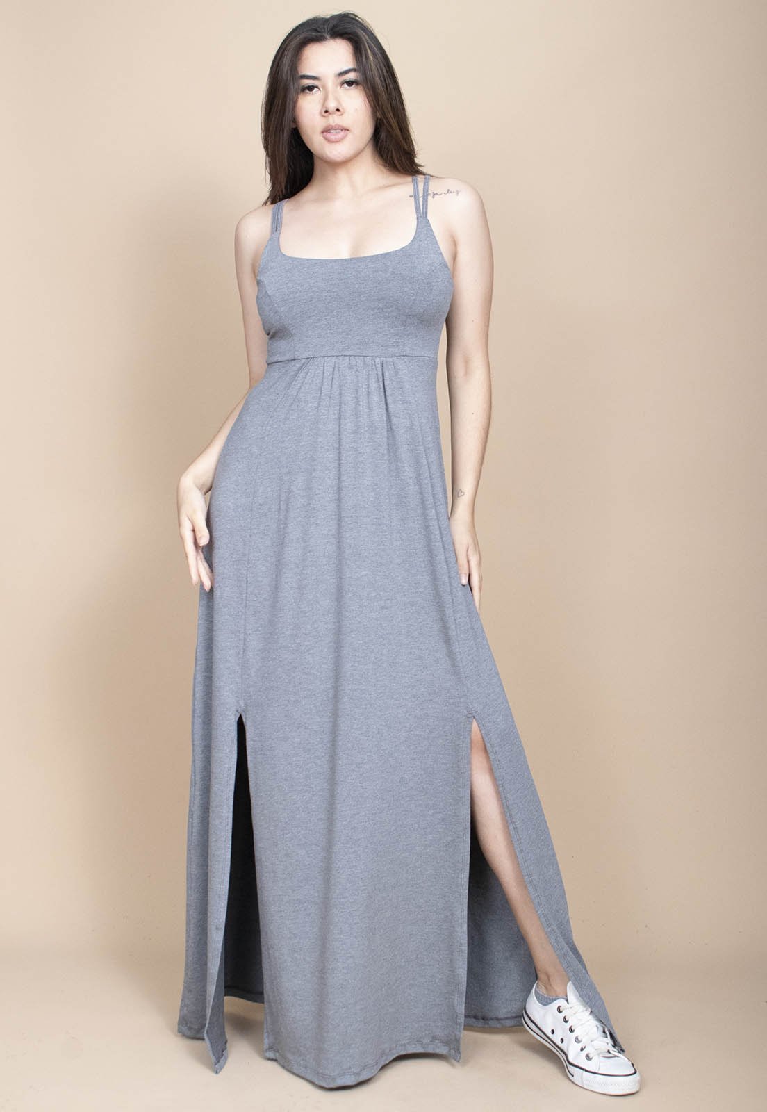 Vestido Cabanafree Longo Malha Mescla