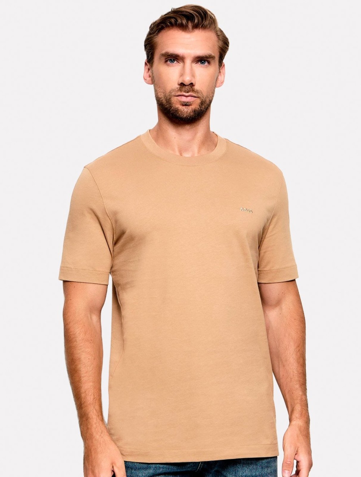 Camiseta Hugo Boss Masculina Regular Fit Thompson 01 Cáqui Médio