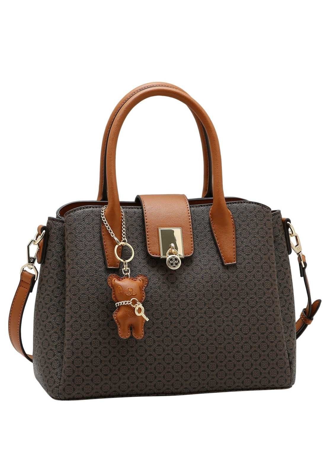 Bolsa Feminina Chenson Mão Monograma em Correntes 3485771 Café