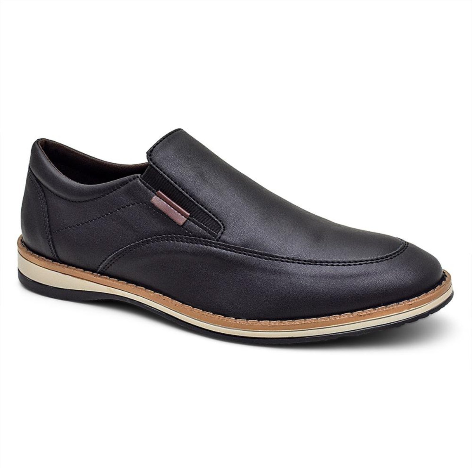 Sapato Masculino Casual Slip On Oxford Moderno Preto