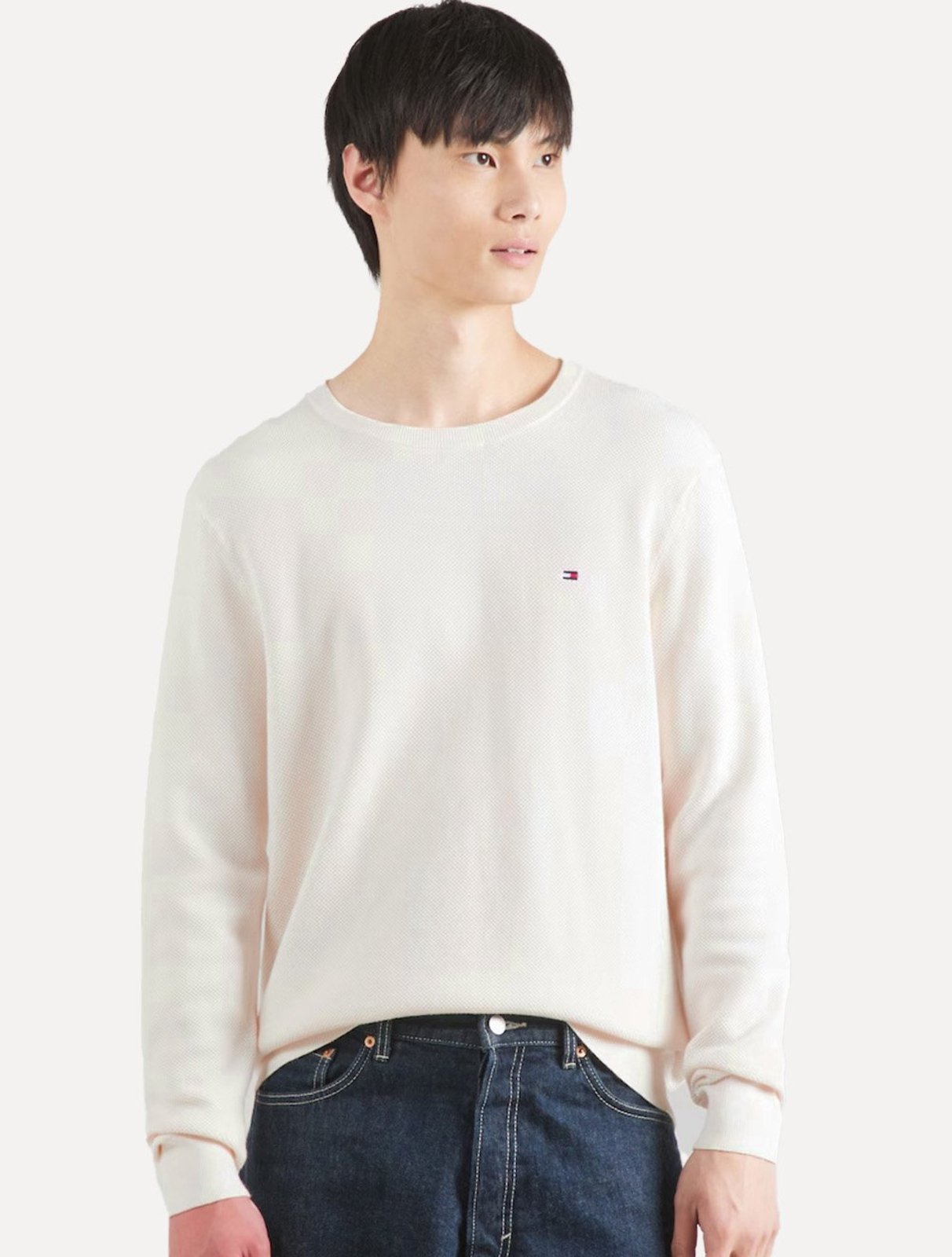 Suéter Tommy Hilfiger Masculino Essential C-Neck Structured Off White