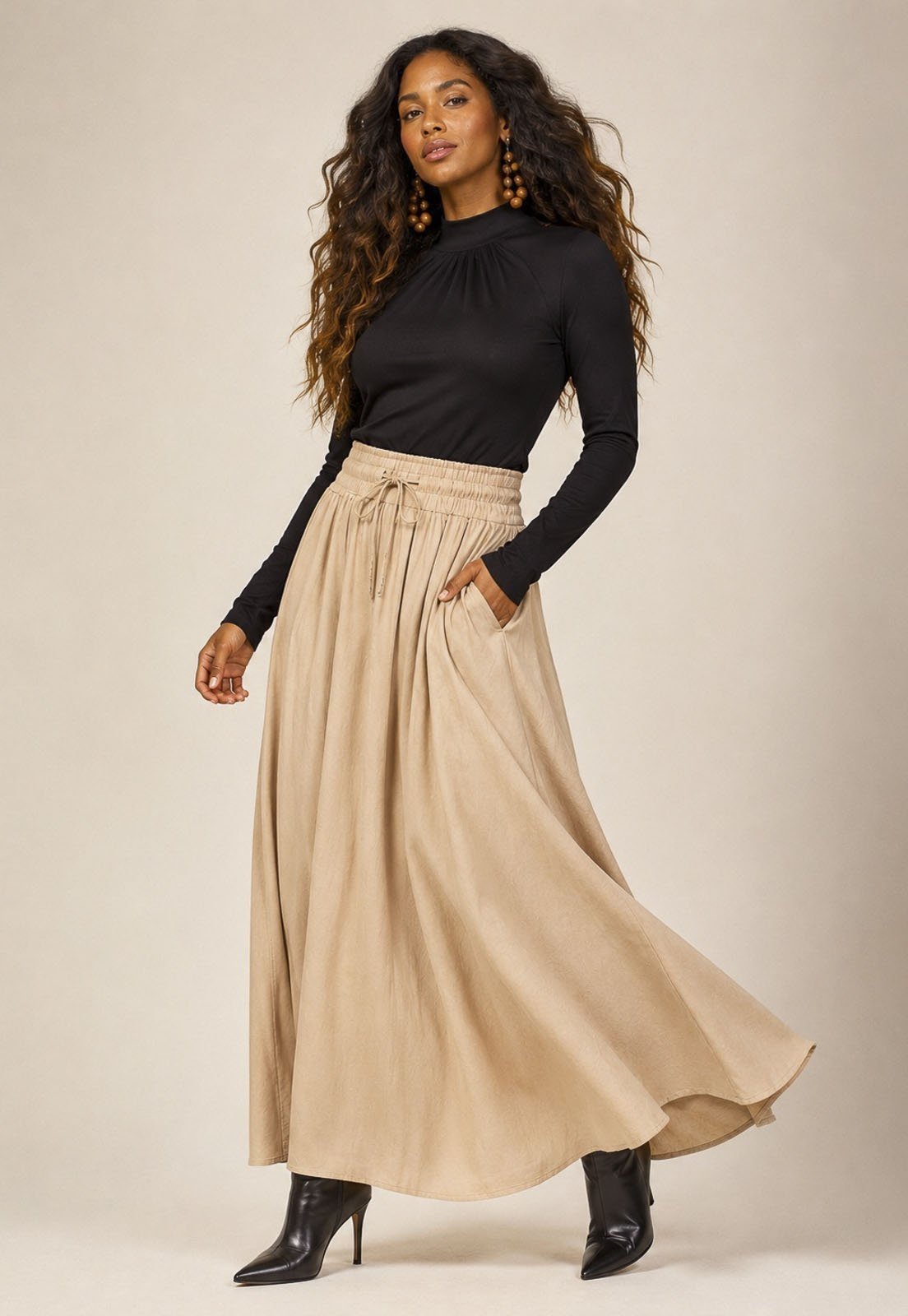 Saia Longa Amazonia Vital Viscose Bege