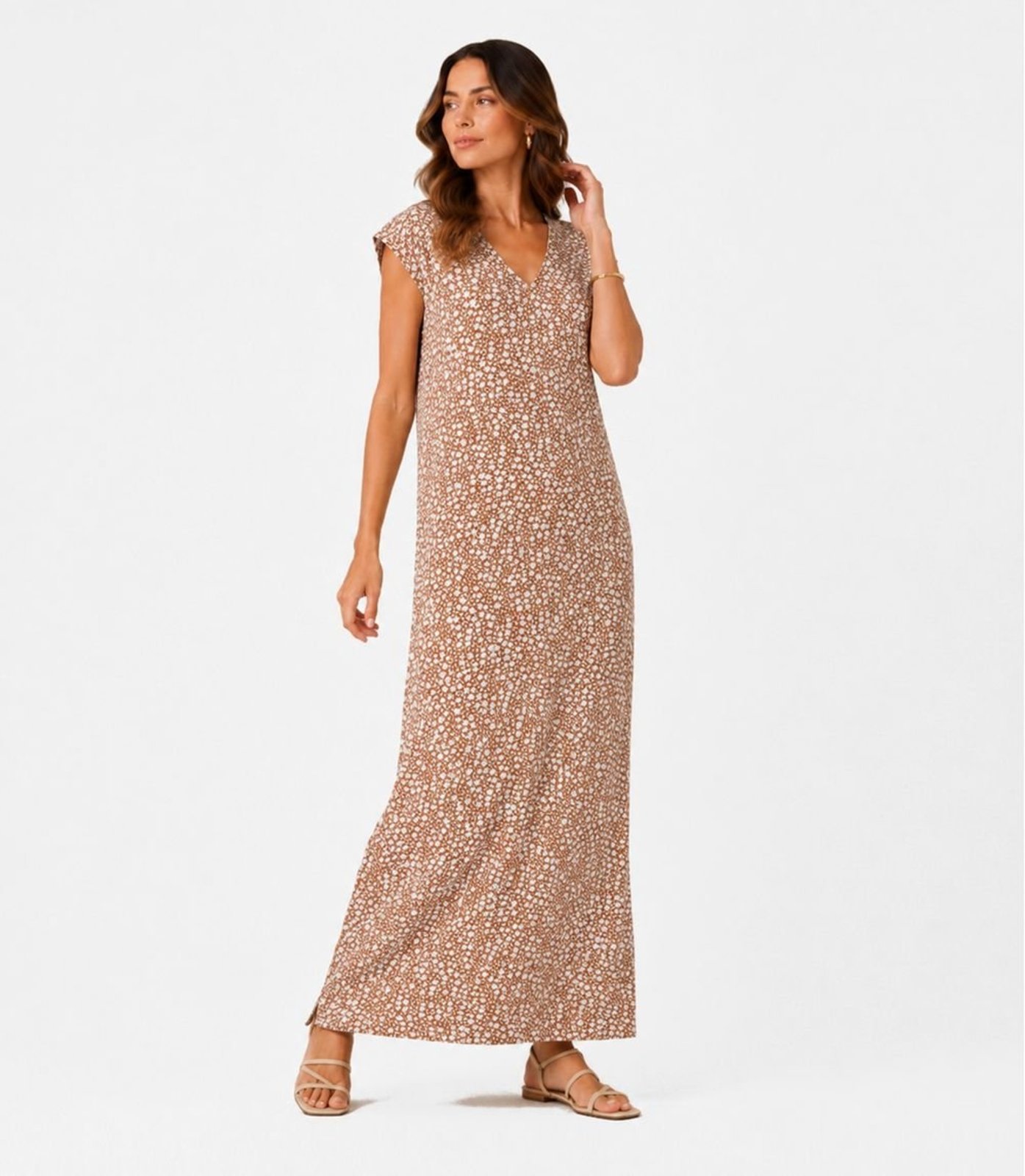 Vestido Feminino Com Decote Em V Infinita Cor Marrom