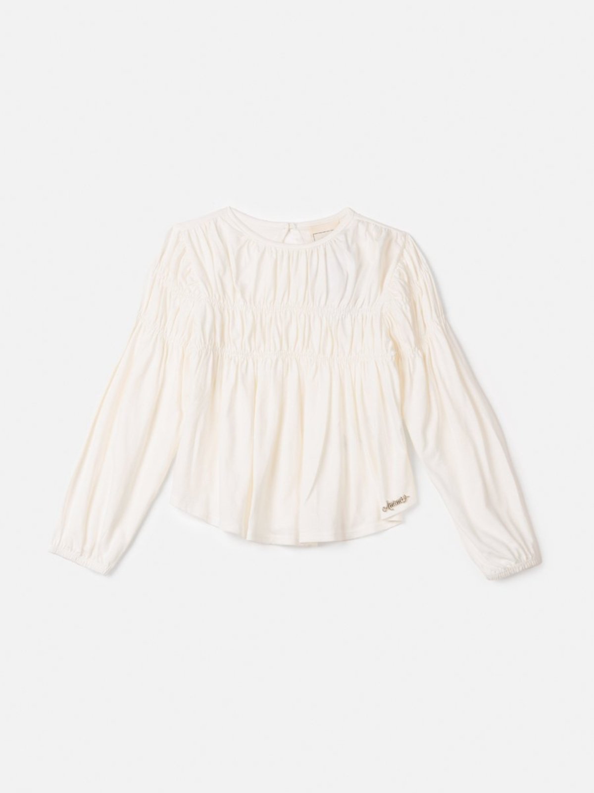 Infantil - Blusa Off White com Lastex Manga Longa