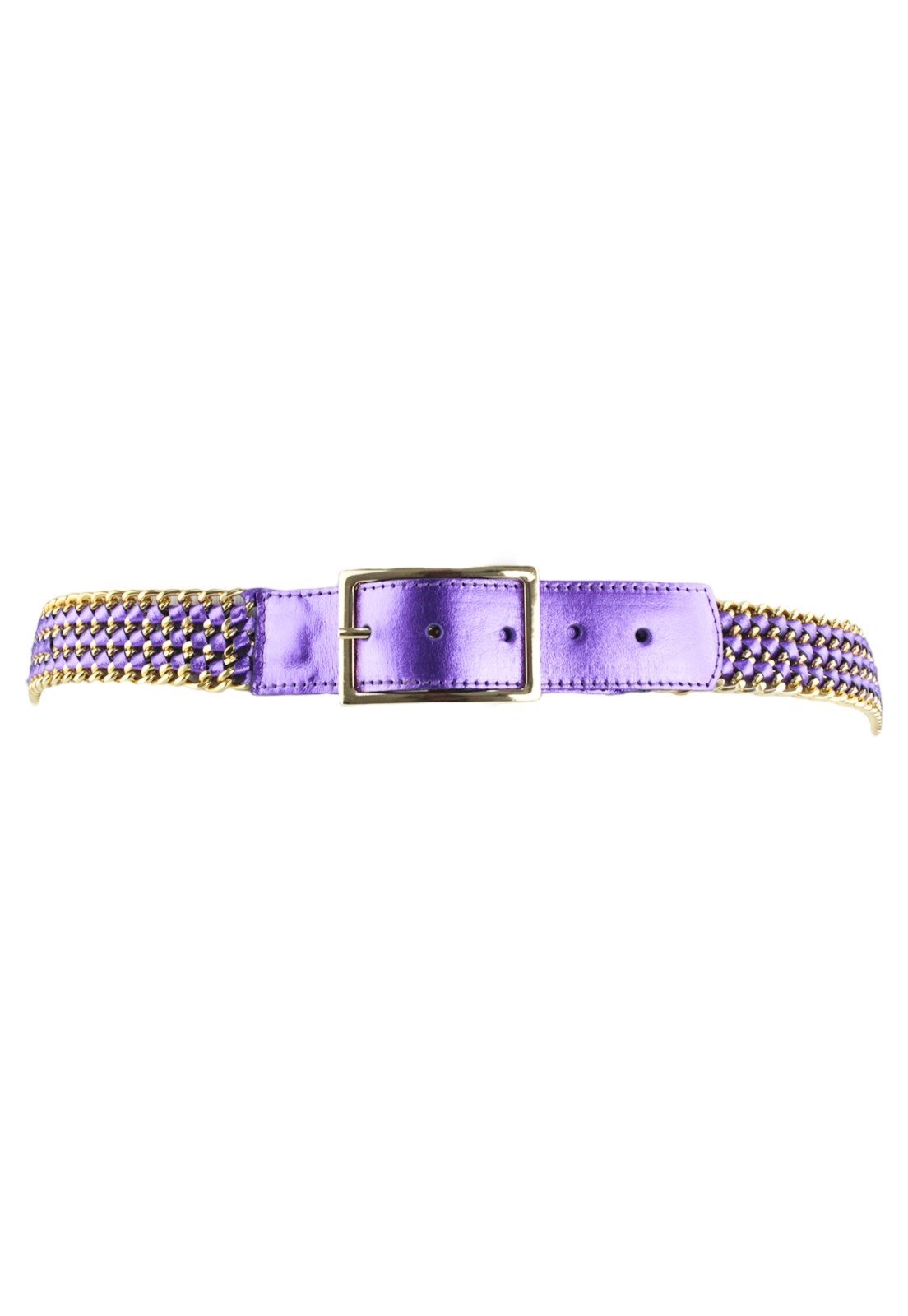 Cinto Crisfael De Couro Metalizado Legítimo Roxo – Battaglia