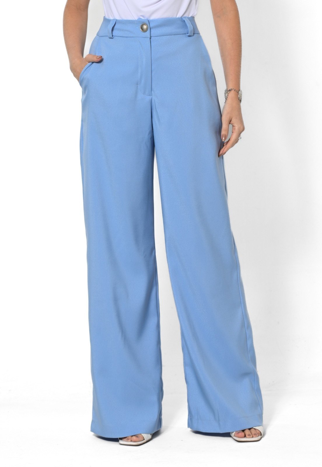 Calça Bisô Alfaiataria Reta Azul – Azul