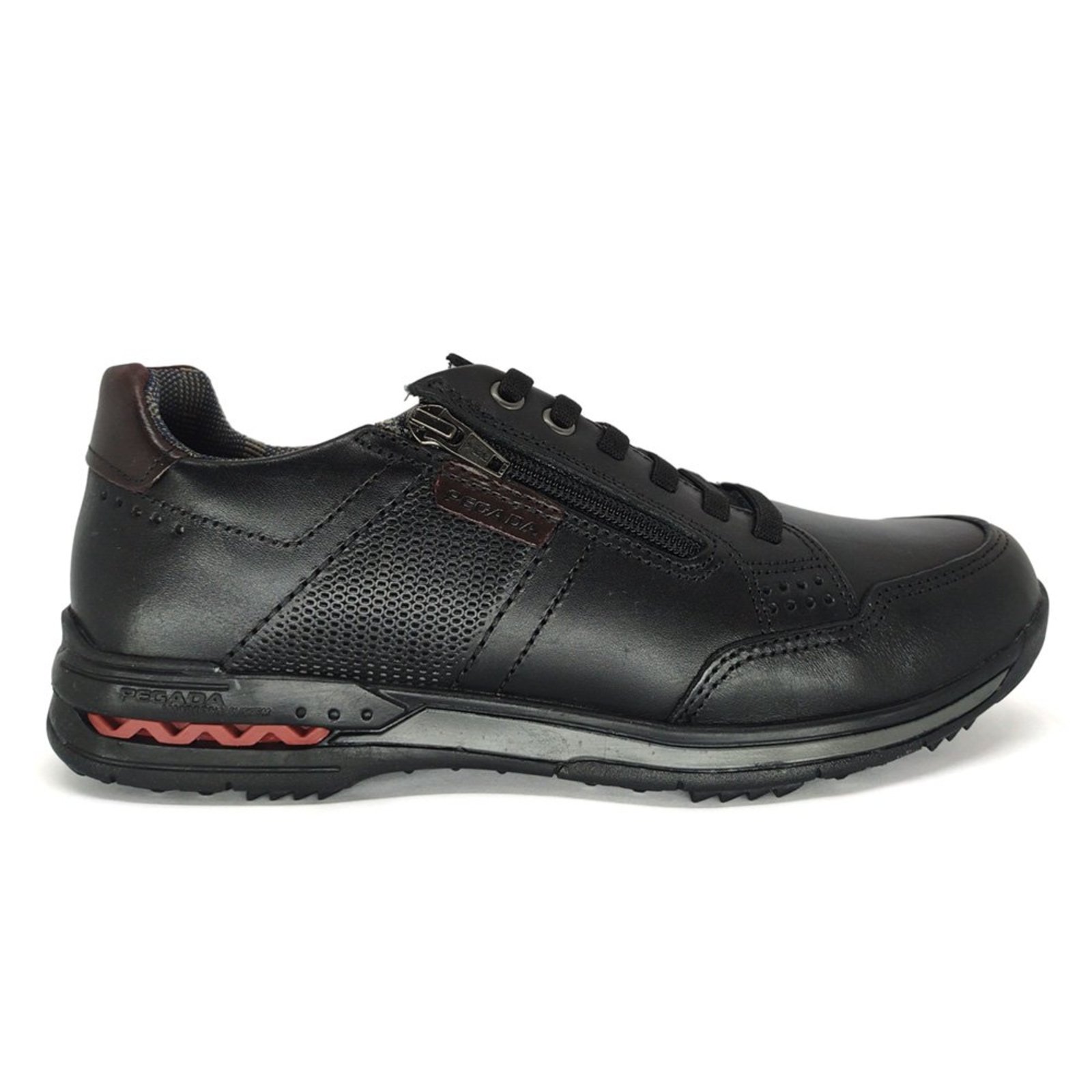 Sapatênis Pegada Masculino Couro Amortech com Zíper 114861 Preto