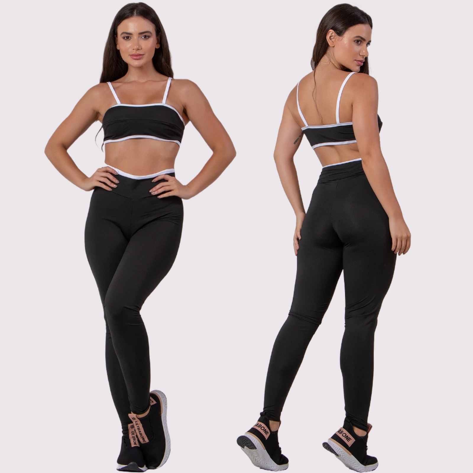 Conjunto Academia Bicolor Calça E Top Fitness RLC Modas Vinho