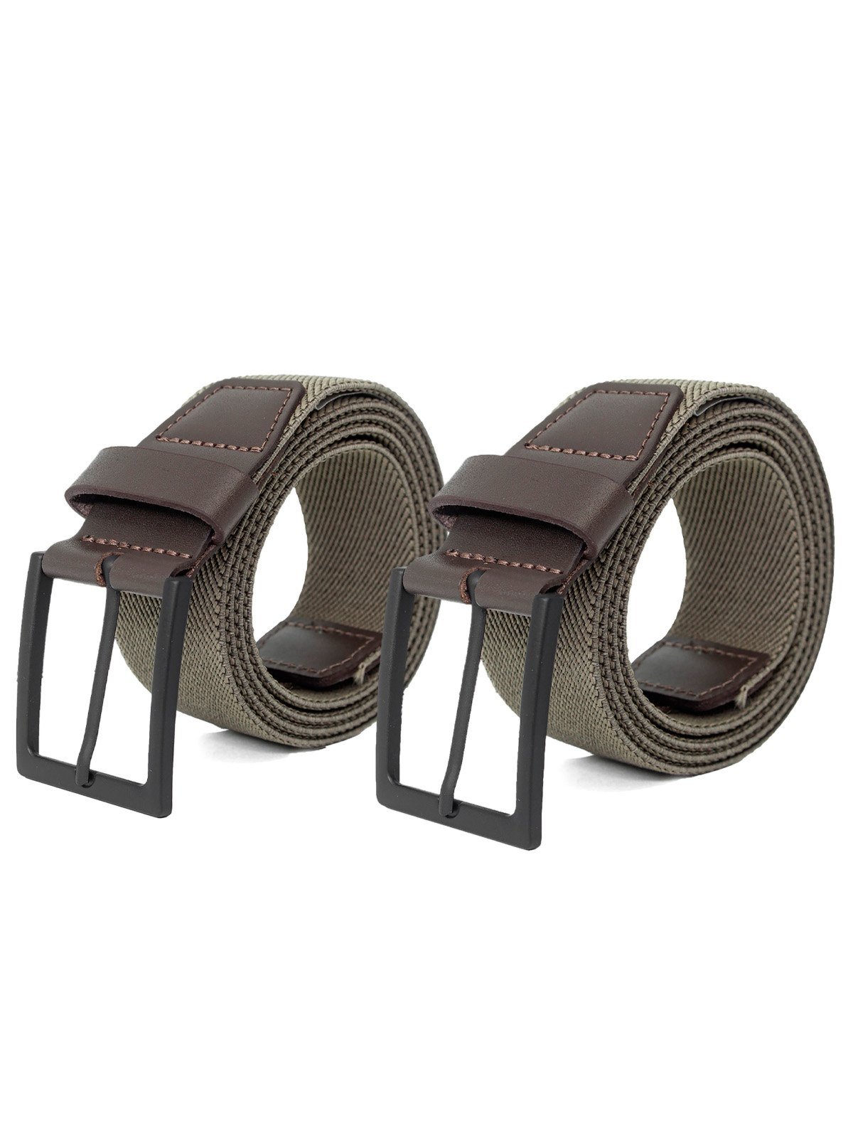 Kit 2 Cintos Masculino Fasolo Casual Elástico Couro Confortável Fivela Cinza Grey+Cinza Grey