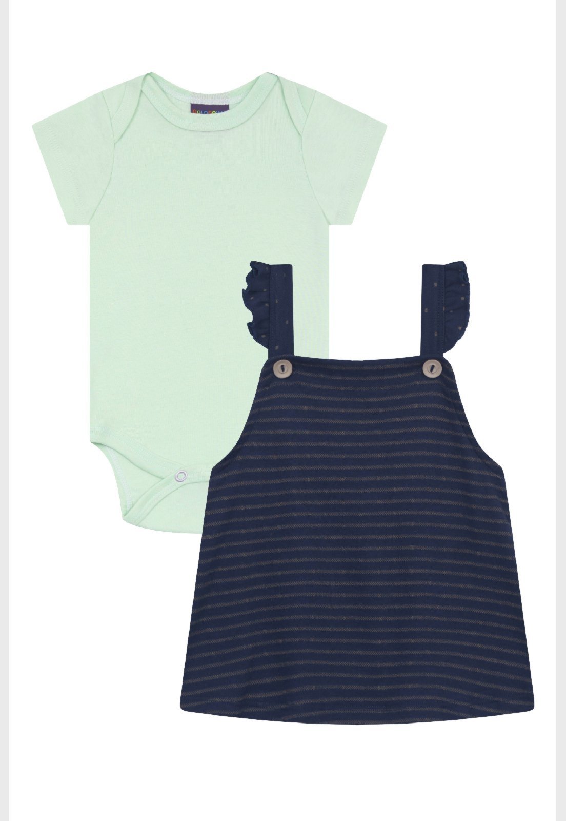 Infantil - Conjunto Menina com Salopete Poás e Body Básico Guloseima Verde