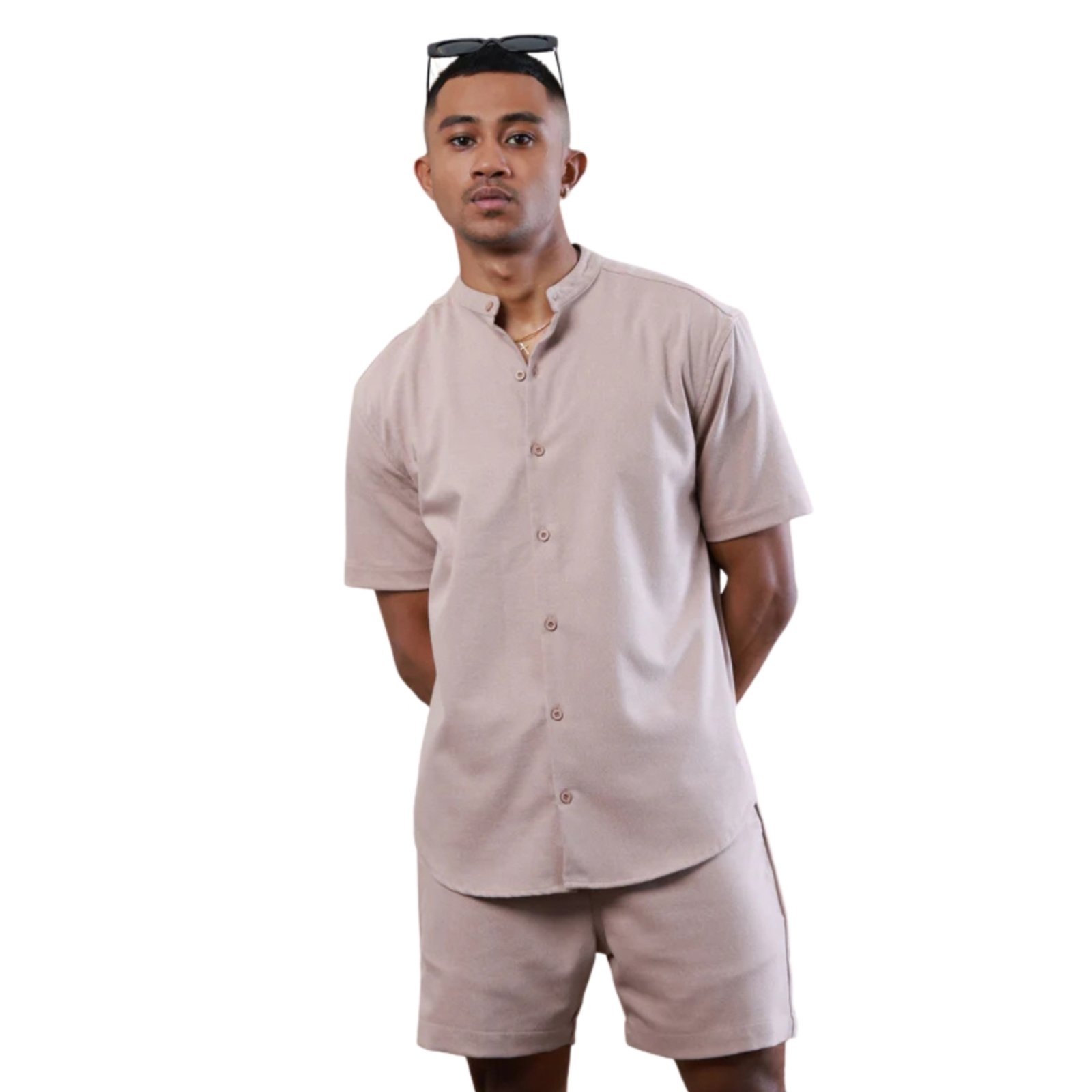 Conjunto Camiseta Linho e Short Linho Premium Bermuda Masculina Moda Praia Luxo