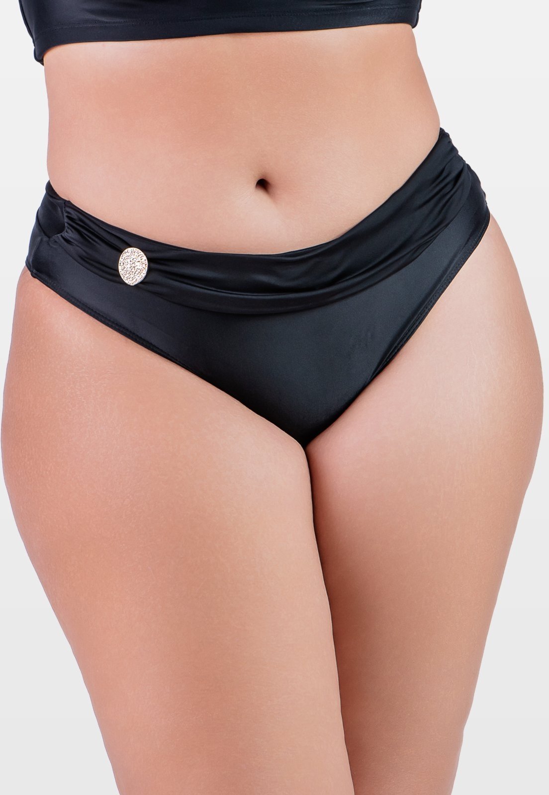 Calcinha Summer Soul Cós Alto Com Passante Plus Size Preto