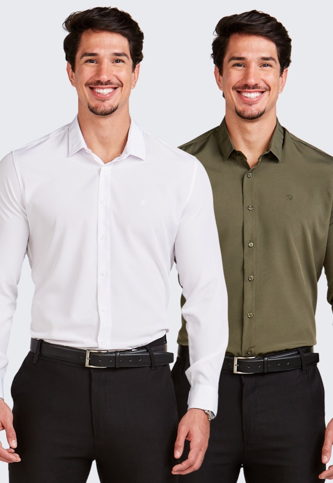 Kit 2 Camisa Social Masculina Manga Longa Daze Modas Branco e Verde