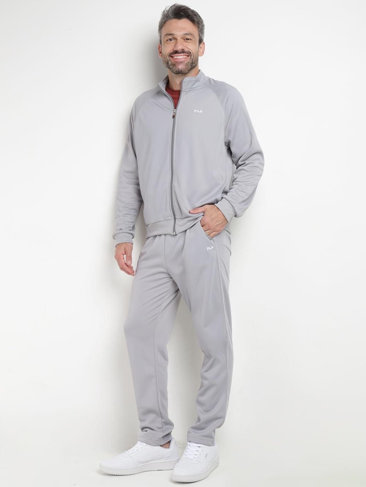 Vista 2 Agasalho Essentials Fila Masculino CLARO cinza Fila cinza