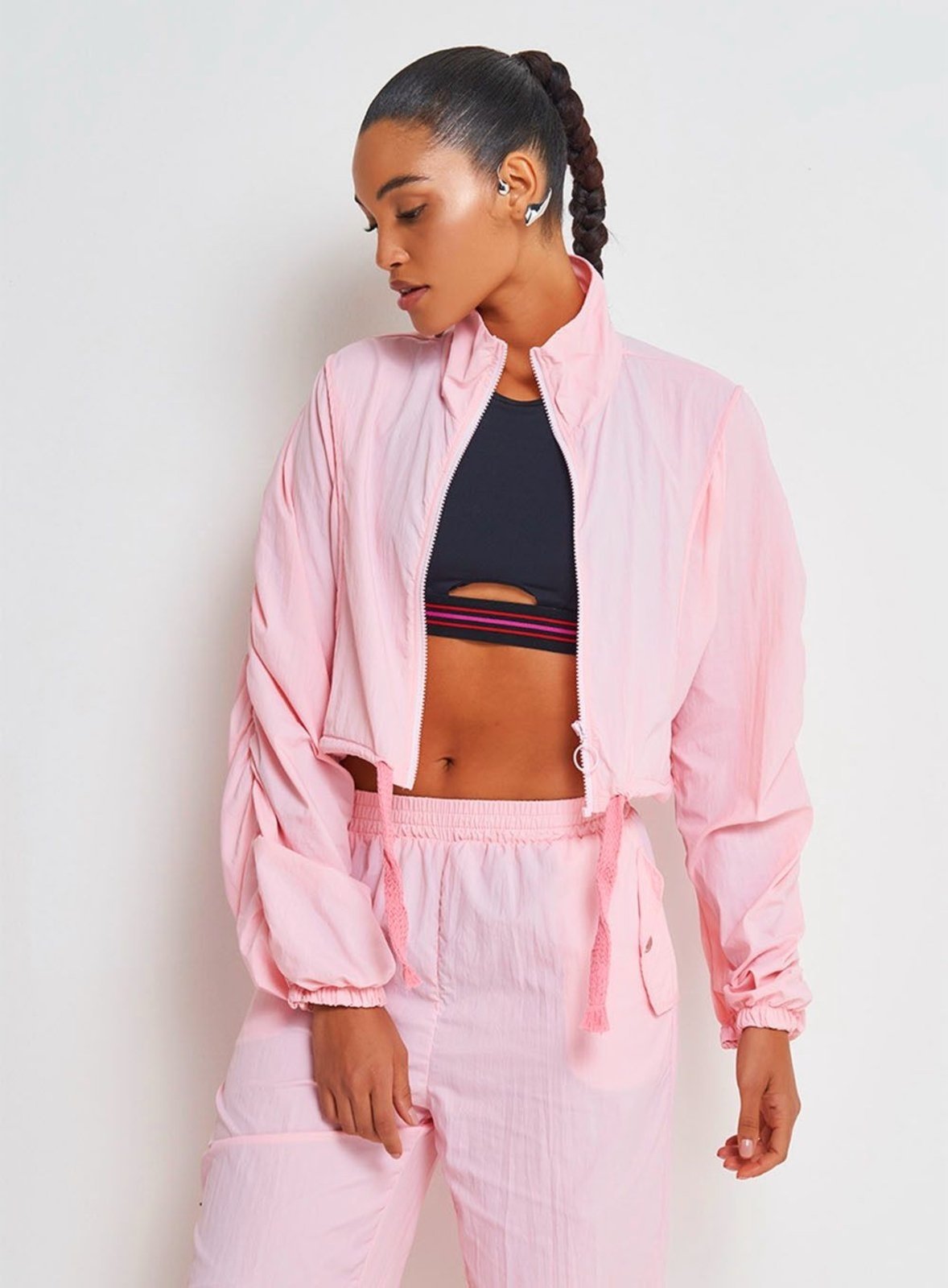 Jaqueta Nylon Cropped Sport Studio Colcci Rosa