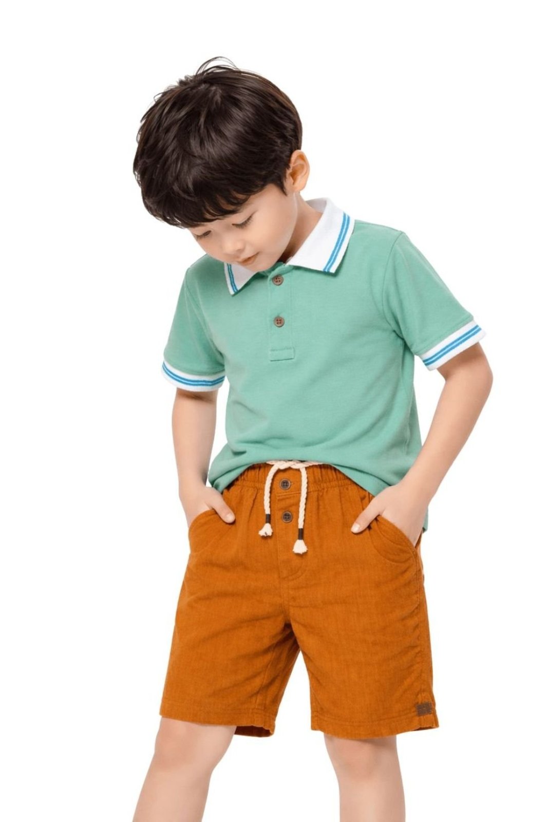 Infantil - ALPHABETO Bermuda Menino Marrom - Robóticos