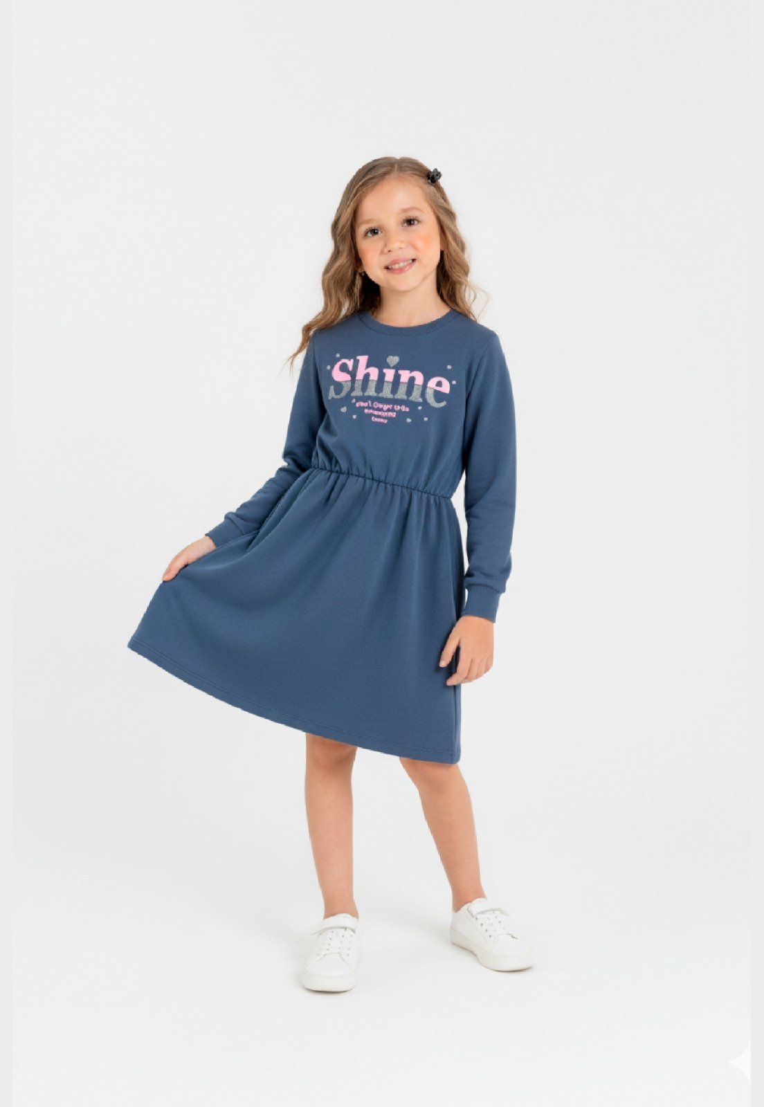 Infantil - Vestido Moletom Sem Felpa Guloseima Azul