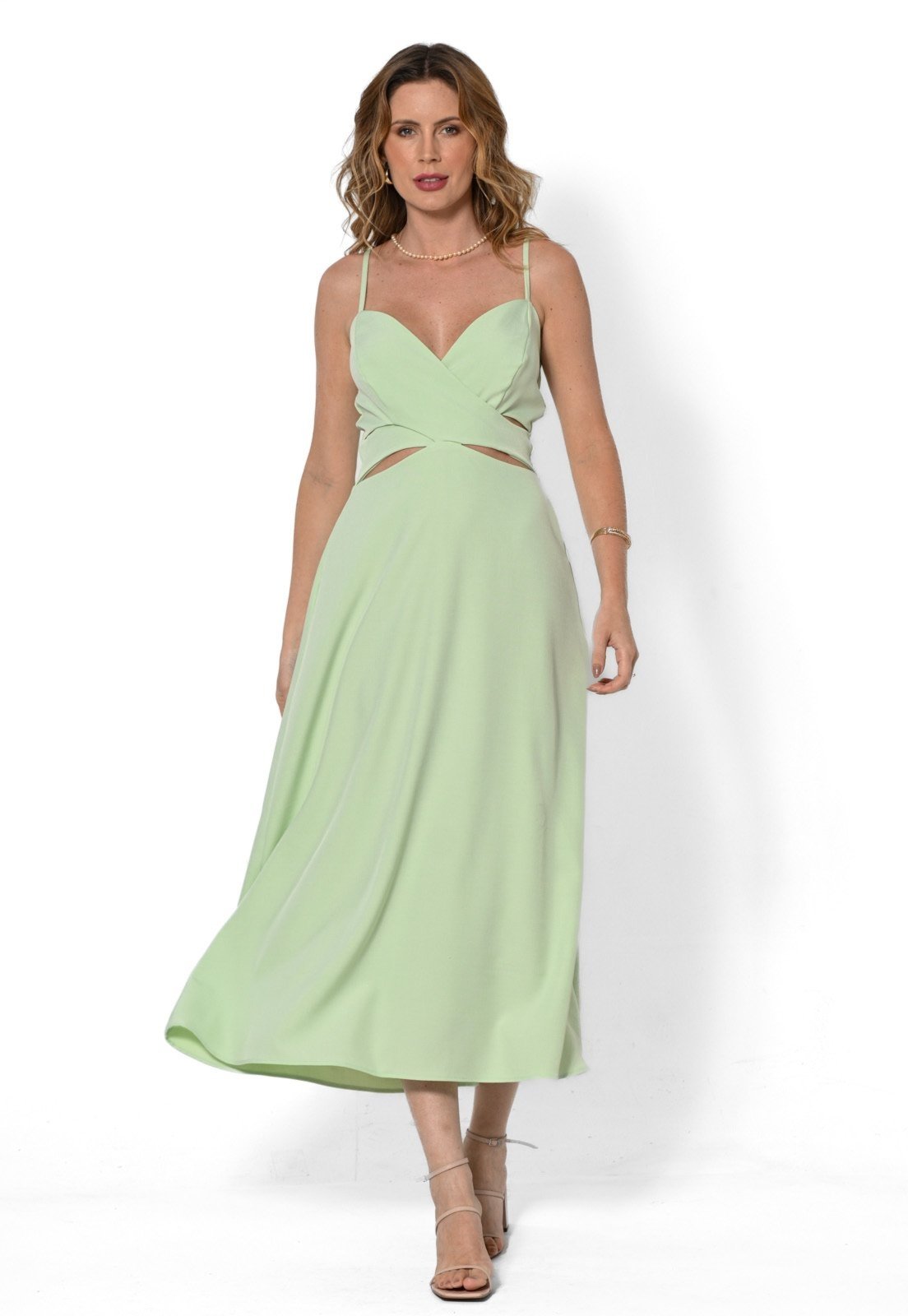 Vestido Bisô Midi Recortes Verde – Verde