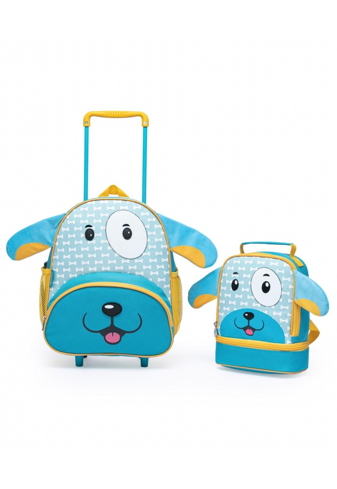 Infantil - Kit Mochila Spector Lancheira Cachorro Pré Escolar Rodinha Menino Reforçada Spector