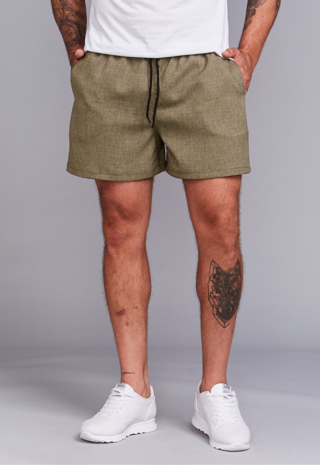 Bermuda Shorts Linho Masculino Daze Modas Verde Militar