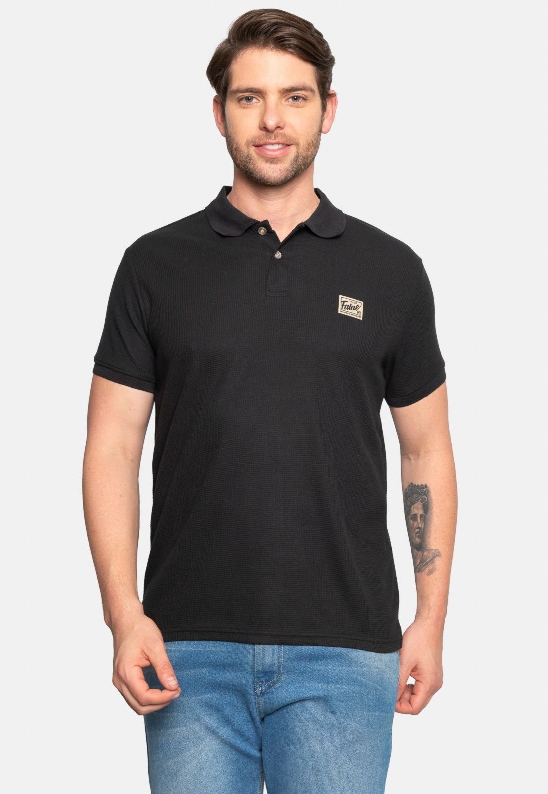 Camisa Polo Fatal Piquet Preta