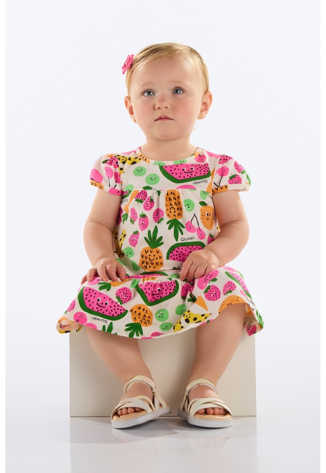 Infantil – Vestido Frutinhas para Menina Quimby Branco