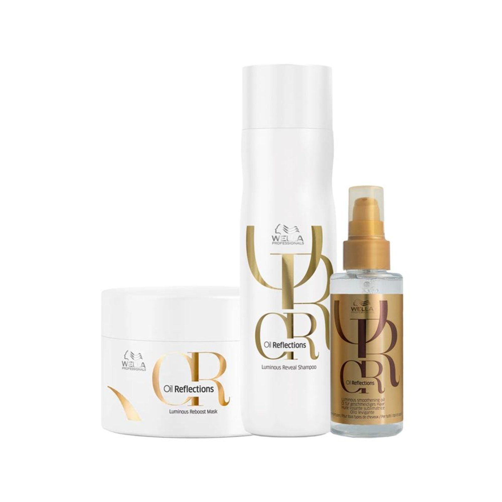 Vista 2 Kit Wella Professionals Oil Reflections Shampoo 300ml + Máscara 150ml + Óleo 100ml incolor WELLA PROFESSIONALS incolor