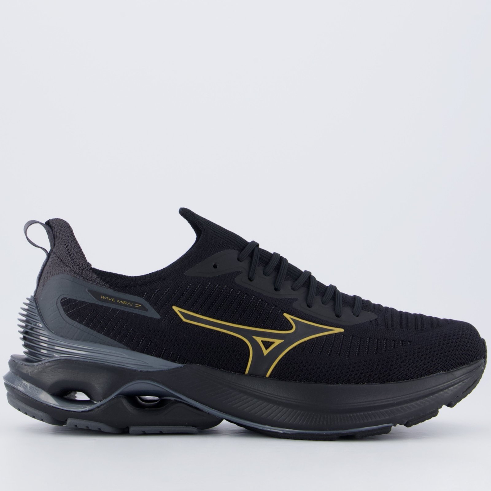 Tênis Mizuno Wave Mirai 7 Preto e Dourado